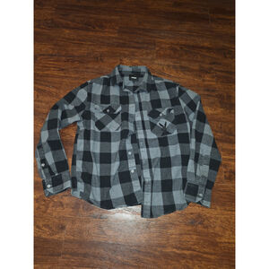 Black Gray Playboy Button down flannel size medium